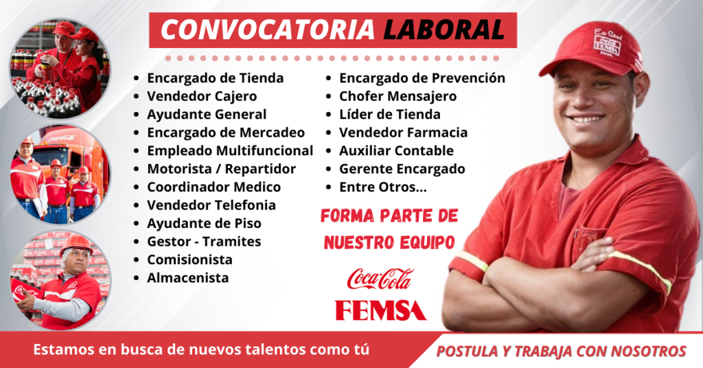 trabaja en coca cola mexico, coca cola FEMSA, OPORTUNIDAD DE TRABAJO FEMSA, TRABAJA CON NOSOTROS FEMSA COCA COLA