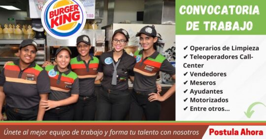 BURGER KING EMPLEOS, CONVOCATORIA DE TRABAJO EN BURGER KING ,SITIO WEB DE EMPLEO